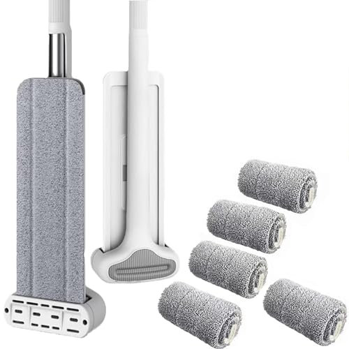 Squeeze Mop Magic Flat Manos Libres Lavado Lazy Mop - Trapeador de Microfibra 360, Trapeador Húmedo Trapeador de Limpieza de Pisos Secos para Madera Dura, Laminado, Vinilo, Azulejos ( Size : Mop+6 clo
