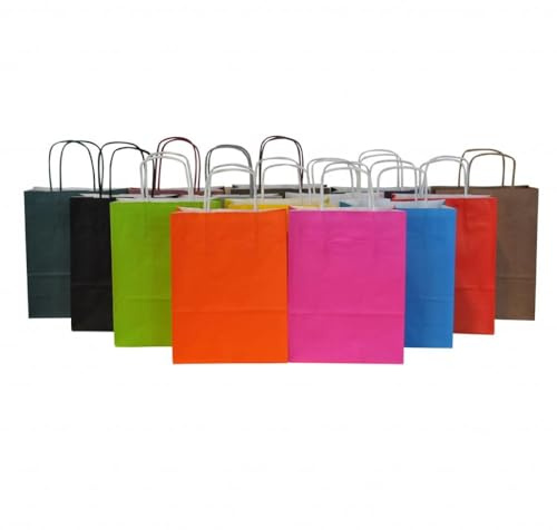 50x Papiertüten 25x11x32cm mit gedrehtem Griff - Papiertragetaschen - 11 x 25 x 32 cm - Rot - 50 stück