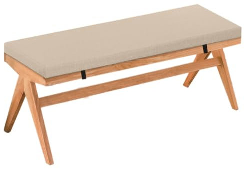 Benutzerdefinierte Bankauflage Stuhlkissen, Waschbar Abnehmbarem Rutschfestes Sitzkissen für Drinnen, Freien, Gartenmöbel,Terrasse,Fensterbank viele Farben und Größen zur Auswahl（Beige-110x50x3cm）