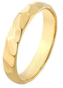 Ayoiow Gold Ringe Frauen 18K Einfache Runde Hochzeit Ringe