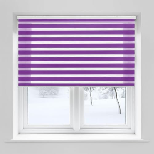 Duo Rollo ohne Bohren 90 x 160 cm Einfache Installation, Sonnenschutz Rollo Seitenzugrollo inklusive Montagematerial für Fenster & Tür, Lila