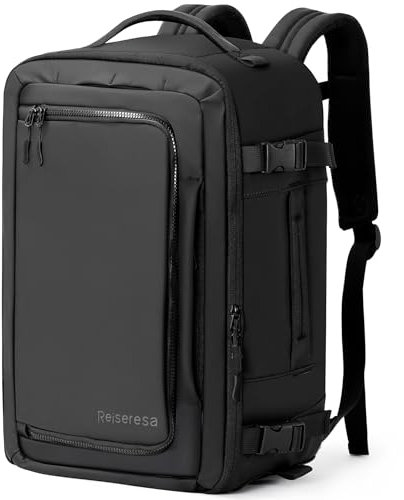 Reiseresa Handgepäck Rucksack Ryanair 20L-40L Reiserucksack Handgepäck Flugzeug Herren Damen, Laptop Rucksack Travel Backpack, Umwandelbar in Messenger-Tasche, für Reise, Business, Weekender, Schwarz