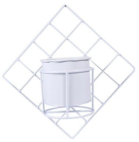 VINTORKY Metall Hängekorb Weiß Oxidationsplattiert Antirost Metall Hängepflanzer Geometrisches Design Für Innen Wohnraum Schlafzimmer Gartendekoration