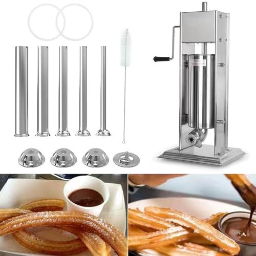 LZDOYY Kommerzieller manueller Churro-Maker, Edelstahl-Churro-Presse-Maker, vertikale Churro-Maschine, spanische Churro-Maker-Maschine, Wurstfüller,7L