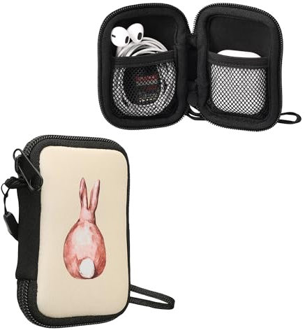 kwmobile Funda de Neopreno para Auriculares - Carcasa Universal de con Cremallera para Cascos - Conejo de Espaldas