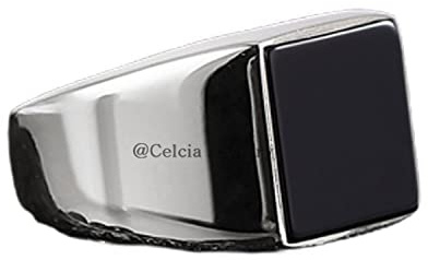 Solid 925 Sterling Silver Ring for Men, Genuine Abalone Shell Square 12MM Gemstone Signet Ring, Unique Handcrafted Jewelry