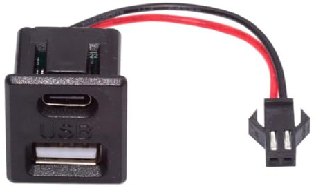chenyang Adaptador de cable de conversión de 2 puertos de 2,54 mm de paso de 2 pines a USB 2.0/USB C hembra CC 5 V 2 A de montaje empotrado