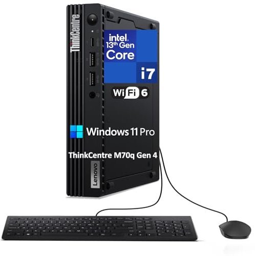 Lenovo ThinkCentre M70q Gen 4 MFF Tiny 1L Mini PC de bureau, Intel 16 cœurs i7-13700T de 13e génération, jusqu'à 4,9 GHz, 16 Go de RAM DDR4, 512 Go SSD PCIe, WiFi 6, RJ45, HDMI, Windows 11 Pro