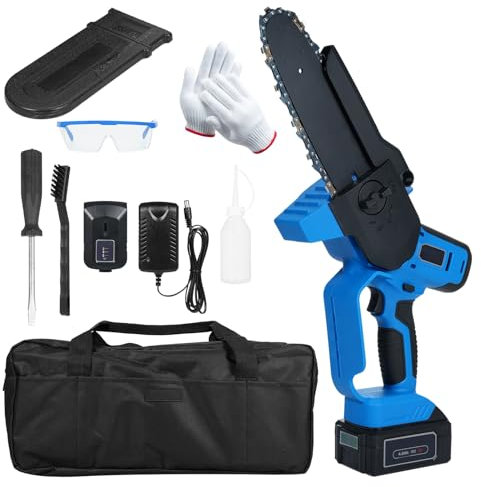 Mini Motosega Senza Fili, 8 Pollici, Motosega elettrica Portatile Portatile con Batteria da 4,0 Ah, Piccola Motosega da potatura Domestica da 20 V, 5500 Giri/min, con Blocco di Sicurezza per