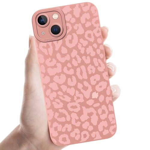 Coalbooliy Handyhülle für iPhone 13 hülle 6,1'', Aesthetic Leopard Leoparden Muster Design Rosa Weiche TPU Silikon Stoßfest Kameraschutz Schutzhülle Bumper Ultra Dünn Mädchen Case, 07