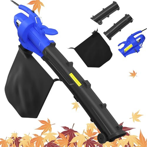 Souffleur et aspirateur de Feuilles 3500 W, broyeur de Feuilles de Jardin électrique à Vitesse Variable, aspirateur de Jardin léger avec capacité de Sac de 35 L et câble de 10 m pour la Maison, Le j