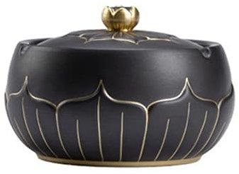 Aschenbecher Keramik-Aschenbecher mit Deckel, schwarzer Aschenbecher for den Außenbereich, Aschenbecher for Zigaretten, leicht zu reinigen, for Zuhause, Büro, Café, Garten, Terrasse Aschenschale