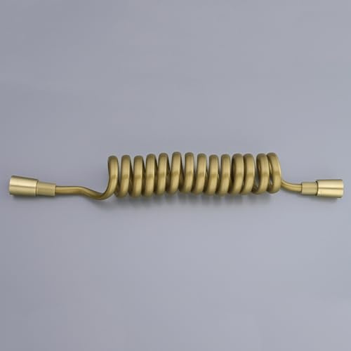 TYMYW Bidet Schlauch für Toilette,Einziehbarer Brauseschlauch,Messing-Anschluss Spiralschlauch,Flexibler Feder-Brauseschlauch,Gold,1,5M
