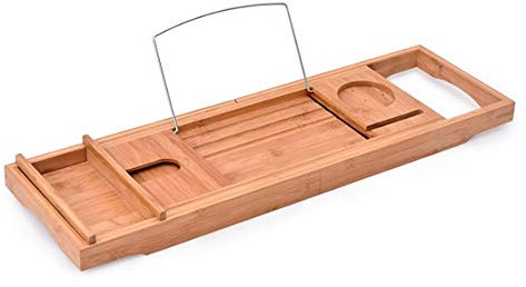 YYLIVING Bandeja para bañera, Bandeja para bañera, Bandeja Antideslizante retráctil, Estante para Vino para baño, Soporte móvil para bañera, Bandeja para bañera, multifunción, para baño, pa