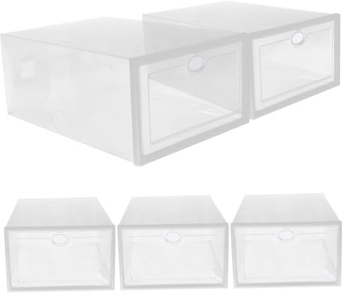 CLISPEED 5piezas Caja Almacenaje Zapatos Transparente Apilable Unidades Zapatero Organizador
