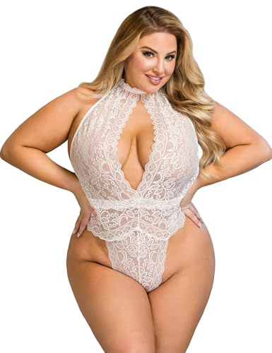 ohyeahlady Underkläder, kvinnor, sexiga underkläder, stora storlekar, babydoll, kurvig, erotisk, negligé, underkläder, mullig, kvinna, spets, body, underkläder, kvinnor, djup V-ringad, bodysuit