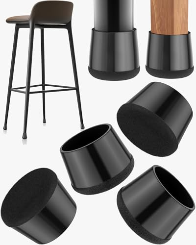 yomanta Protection Pied de Chaise 24 Pièces - Patins en Silicone avec Feutre Épaissi pour Sols Bois Dur/Carrelage - Réduit Bruit et Rayures - Capuchons Antidérapants Noir (M 26-30mm)