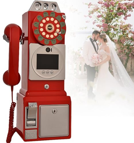 Video Audio Guest Book Wedding Phone, Record Customized Video Audio Messages, Video Audio Phone guestbook, for Wedding Bridal Shower, Birthday, Graduations, Baby Shower,Red