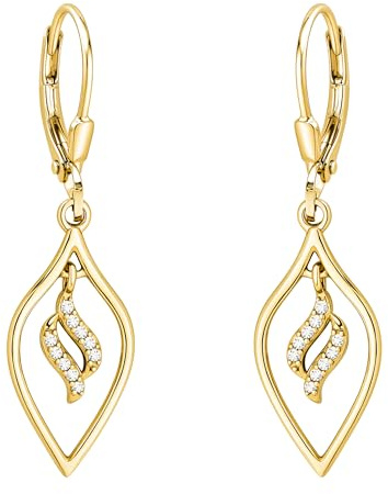 SOFIA MILANI - Damen Ohrringe 925 Silber - vergoldet/golden & mit Zirkonia Steinen - Ovale Welle Ohrhänger - E3093