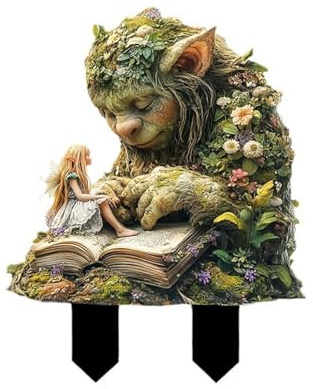 Generisch Garten-Dekostecker MäRchenhafter Troll,Gartenzwerge für AußEn Groß Ausgefallene Gartendeko Gartenskulpturen Garden Statues For Hair Elfe Edelrost Pflanzenstecker