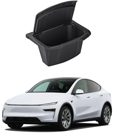 Safixion Rear Center Console Organizer for New Model Y Juniper Trash Can with Anti-Slip Lid Cover Backseat Storage Box 2nd Row Seat Organizer Bin for Model Y Juniper Accessorie 2025 2026