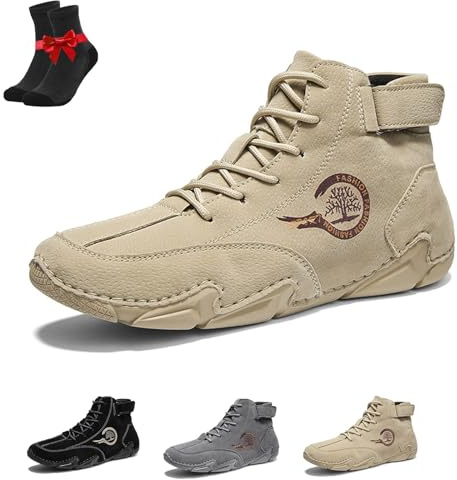 Alpacka Barfotaskor, Lädersneakers, Ergonomiska Barfotaskor, Vattentäta andningsbara skor for män och kvinnor(Beige,37 EU)
