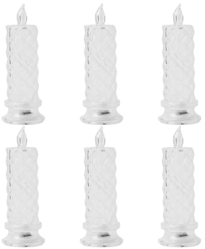 OSALADI 6 Stück LED Rosenkerzen mit Klarem Kristallähnlichem Design Energiesparende Elektrische Kerzen mit Stabilem Sockel als Party Tischdekoration für Wohnzimmer und Festliche Anlässe