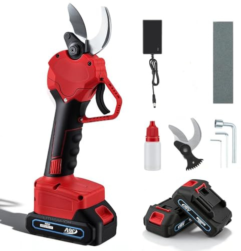Electric Pruning Shears, Rechargeable Electric Scissors with 2 Rechargeable 3000Mah Li-Ion Batteries,Max 40mm Cutting Diameter Garden Pruners for Gardening Pruning Trees and Shrubs