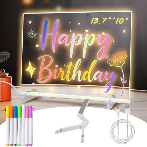 Loulou Smile Planche à Dessin,Loulou Smile Tablette,Planche a Dessin Lumineuse a LED, Tablette Creative Enfant, Tableau à Dessin Lumineux Effaçable avec un Support et 7 Stylos (L (30 x 20 cm）)