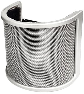 vreplrse Paravientos de micrófono portátil con Filtro en Forma de U, Aislamiento Universal Que Mejora el Sonido para sesiones de grabación, Equipo, Plata con Algodón, 3.15 x 2.95 Pulgadas