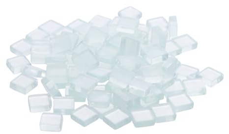 SAFIGLE Lot de 450 Carreaux de Mosaïque en Verre Transparent 1x1 Cm Carrés pour Loisirs Créatifs, Décoration Intérieure, Projets Artistiques et Bricolage, Pièces de Verre pour Salle