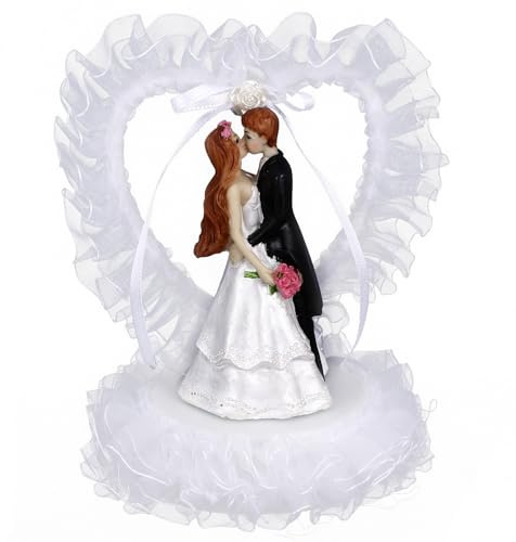 NAMOARLY Decorazione Torta Matrimonio Sposo e Sposa in Resina a Forma di Cuore, Ornamento Romantico Dipinto a Mano per Decorazioni Tavolo Dolci Colore Casuale
