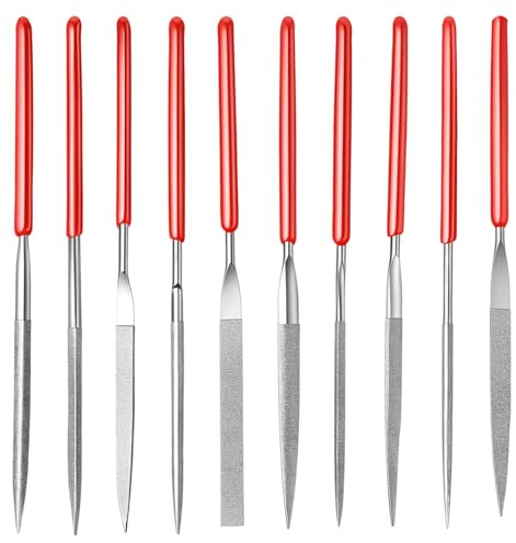 TIESOME 10 Stück Diamant Mini Feilen Set, 2mmx100mm Kleine Diamantfeilen Mini Metall Riffelfeilen Werkzeuge Für Präzisionsmetallarbeiten 3d druck Holzbearbeitung Schnitzwerkzeug