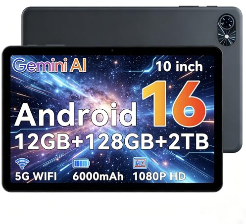 TABWEE T Series 10 Inch Android 16 Tablet, 12GB+128GB, Gemini AI 3.5, WiFi | Fast Android 16 tablet from TABWEE T Series with Gemini AI, 2TB expansion, GPS, 120Hz touch sampling and 4-Year Warranty
