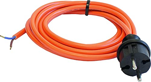as - Schwabe PUR Baustellen-Anschlussleitung 5 m – Robuste Leitung | 230 V, 16 A mit Polyurethan-Außenmantel H07BQ-F 2x1,5 - Konturenstecker, Ende 30 mm abgemantelt, Orange – IP44 - 70917
