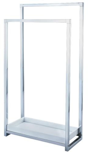 Kingston Brass SCC8261 Pedestal 2-Tier Steel Construction Towel-Rack with Wooden Case,33.63L x 17.31W x 7.81H, Polished Chrome