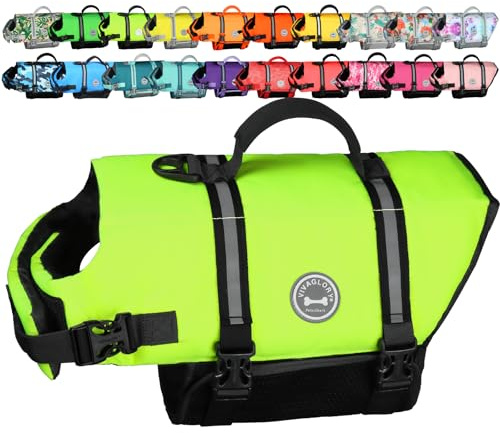 VIVAGLORY Hunde Schwimmweste Rip Stop Hundeschwimmweste, S, Neongelb