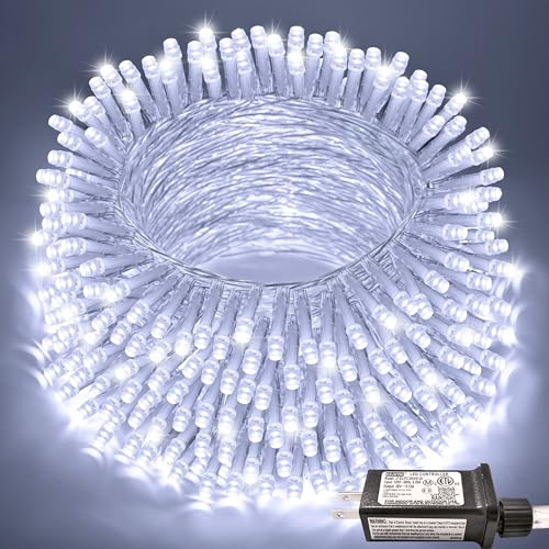 JMEXSUSS 66ft 200 LED White Christmas Lights Indoor Outdoor, Connectable String Twinkle Lights Outdoor Clear Wire Plug in for Bedroom House Fireplace Christmas Tree Decoration