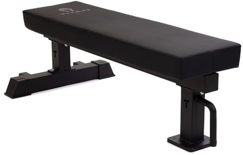 Titan Fitness TITAN Series Single Post Flat Bench, Rated 1,200 LB, Black Finish, 4 Thick HeftyGrip Vinyl Pad, Dedicated Home Gym Competition Weightlifting, Strength Training Utility Bench