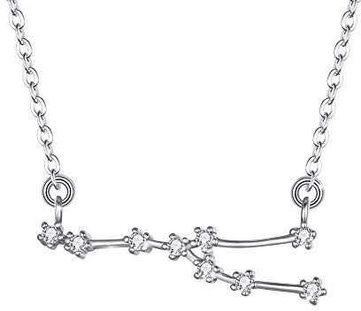 Clearine Halskette Sternzeichen 925 Sterling Silber Cubic Zirconia Sternbilder 12 Horoskop Astrologie Anhänger Kette Klar für Damen Mädschen