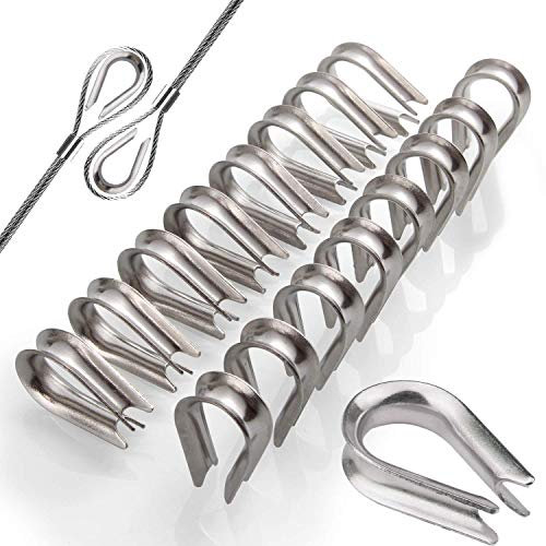 cersaty® Drahtseil Kauschen 6mm 304 Edelstahl Kabelkausche Herz Kausche Kabel Stahldraht Seil Rigging Material (Marinequalität) 22Pcs