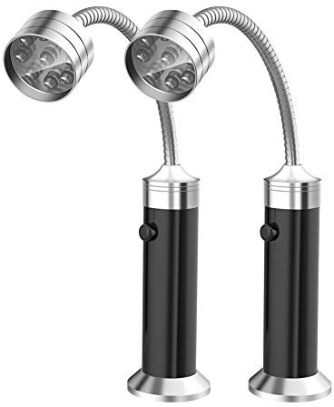 AUTFIT - Lámpara magnética para barbacoa, luz LED para exterior, ángulo de giro de 360 grados, accesorios para barbacoas al aire libre (2 unidades), color negro