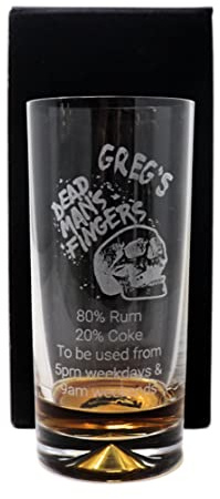 Personalised Dimple Highball Glass - Dead Man's Fingers Rum Design (Cardboard Gift Box)