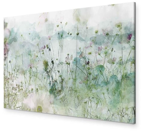 B&D XXL - Akustikbild Wiese 120x80 cm 1 tlg Bilder Akustikschaum Schallschutz Kunst Akustikpaneele Wandpaneele Schalldämmung Wandbild Schallabsorber Blumen Gras Botanik bunt wie gemalt b-C-1025-b-a