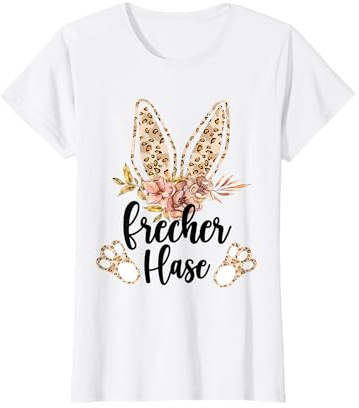 Frecher Hase Osterhase florales Leo Outfit Geschenk Oster T-Shirt
