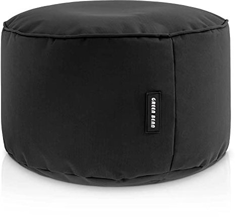 Green Bean Sitzsack-Hocker 45x25cm mit EPS-Perlen Füllung - Fußhocker Fußkissen Sitz-Pouf für Sitzsäcke - Bodenkissen für Kinder und Erwachsene - Fußablage Sitzkissen Sitzhocker Schwarz