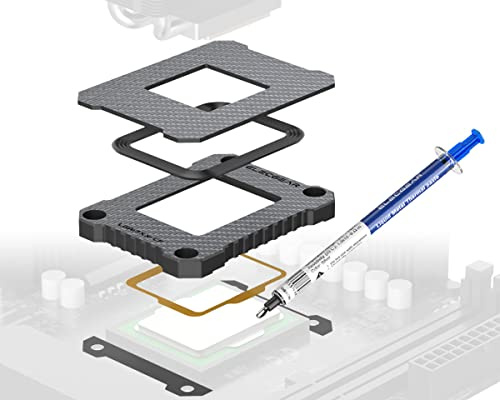 ElecGear Intel CPU Cadre de Contact Anti-flexion + Pâte Thermique en Métal Liquide, Fibre de Carbone Mod ILM pour 13è et 12è LGA1700/LGA1800 Prise, Boucle de Fixation avec Double Conception Anti-fuite