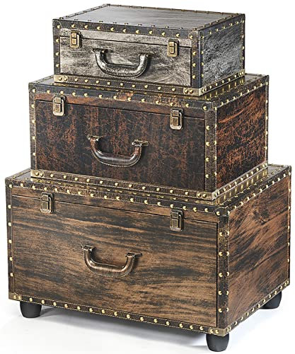 Kobolo Kommode Regal in Kofferoptik - Vacay - 3 Fächer - 55x40x66cm