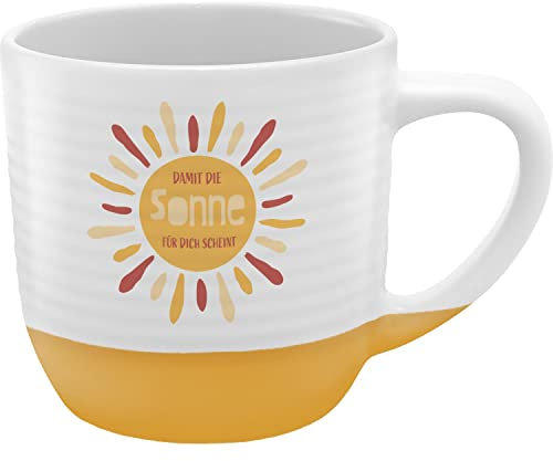 GRUSS & CO Tasse mit Rillen Sonne | Steinzeug, 40 cl, mehrfarbig | Geschenk Freunde | 48442