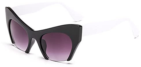 FOOOZ Mode Retro Halbrahmen Cat Eye Damen Brillengestell Linse Herren Brillengestell, Schwarz Weiß Grau